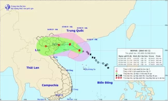 TIN TỨC MỚI - Chiều 1/8, bão số 3 sẽ đi vào khu vực phía Bắc vịnh Bắc Bộ